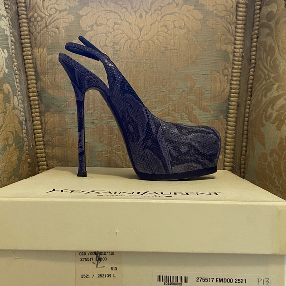 YSL Saint Laurent Tribtoo snakeskin Slingback Boa Exotico FCTUTU Pumps Purple 39 - Picture 3 of 16
